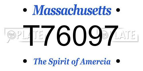 T76097 Massachusetts License Plate