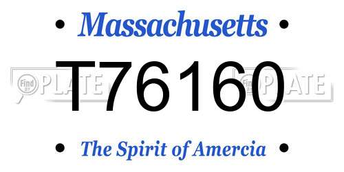 T76160 Massachusetts License Plate