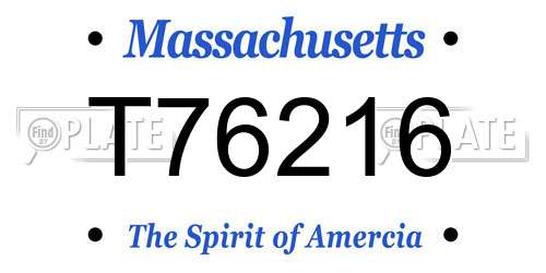 T76216 Massachusetts License Plate