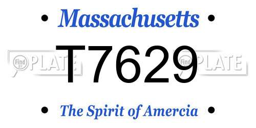 T7629 Massachusetts License Plate