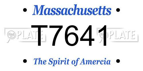 T7641 Massachusetts License Plate