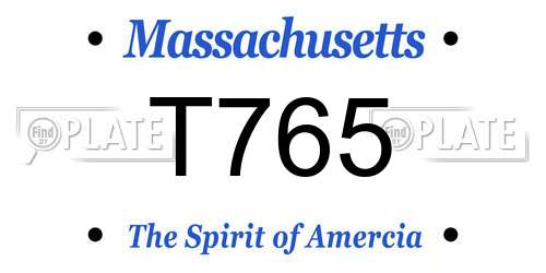 T765 Massachusetts License Plate