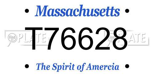 T76628 Massachusetts License Plate