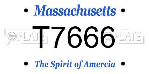 T7666 Massachusetts License Plate
