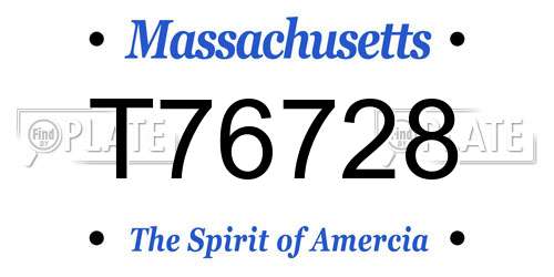 T76728 Massachusetts License Plate
