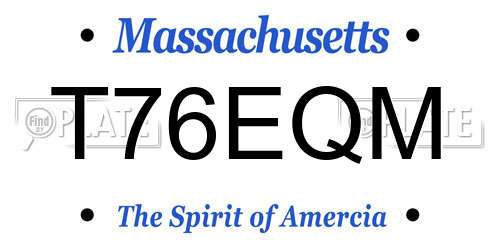 T76EQM Massachusetts License Plate