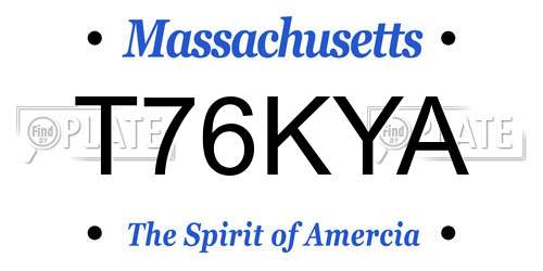 T76KYA Massachusetts License Plate