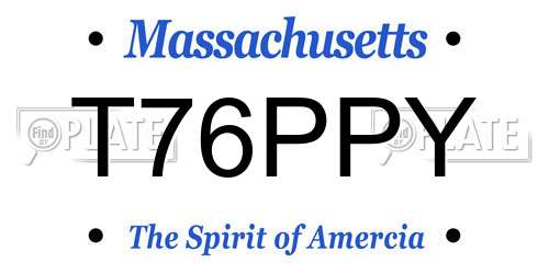 T76PPY Massachusetts License Plate