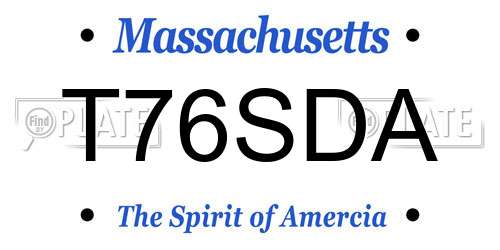 T76SDA Massachusetts License Plate