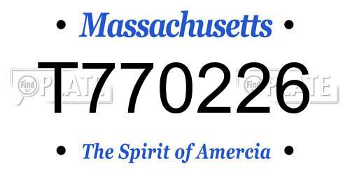T770226 Massachusetts License Plate