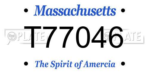 T77046 Massachusetts License Plate