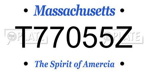 T77055Z Massachusetts License Plate