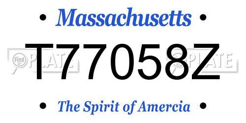 T77058Z Massachusetts License Plate