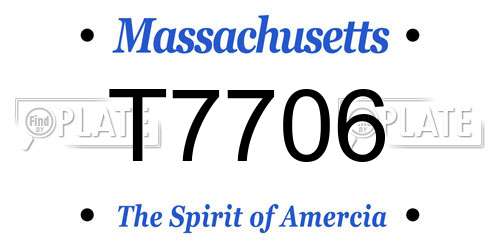 T7706 Massachusetts License Plate