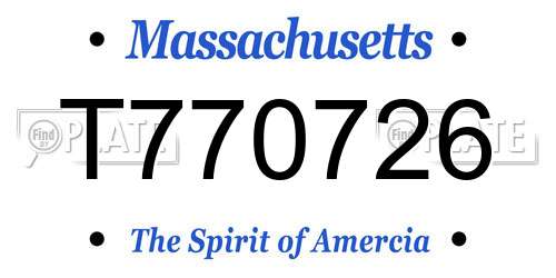 T770726 Massachusetts License Plate