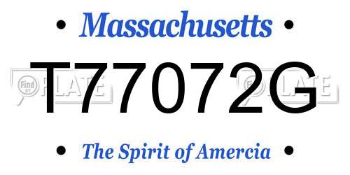 T77072G Massachusetts License Plate