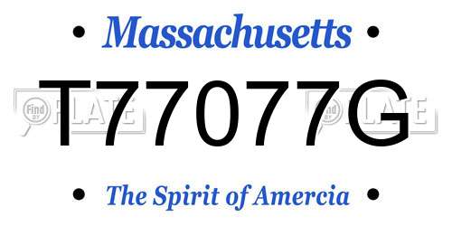 T77077G Massachusetts License Plate