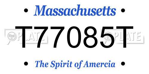 T77085T Massachusetts License Plate