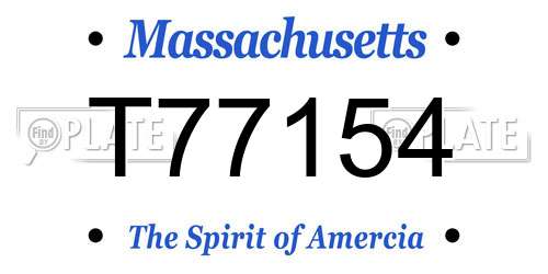 T77154 Massachusetts License Plate