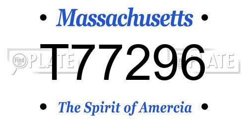 T77296 Massachusetts License Plate