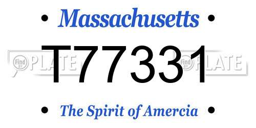 T77331 Massachusetts License Plate