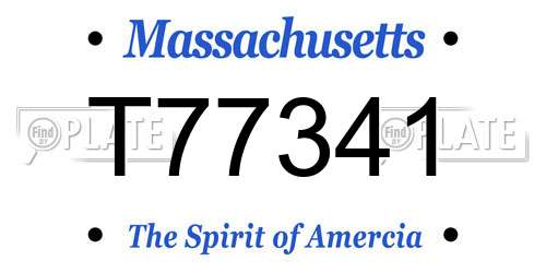 T77341 Massachusetts License Plate