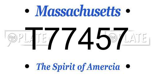 T77457 Massachusetts License Plate