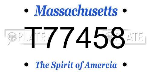 T77458 Massachusetts License Plate
