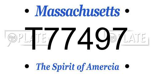 T77497 Massachusetts License Plate