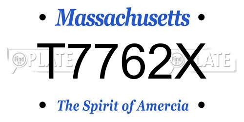 T7762X Massachusetts License Plate