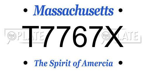 T7767X Massachusetts License Plate