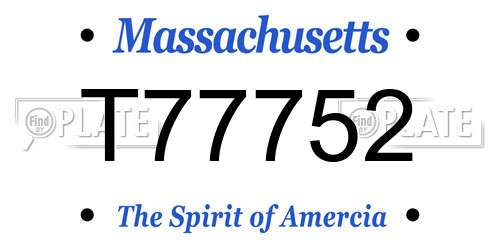 T77752 Massachusetts License Plate