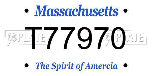 T77970 Massachusetts License Plate