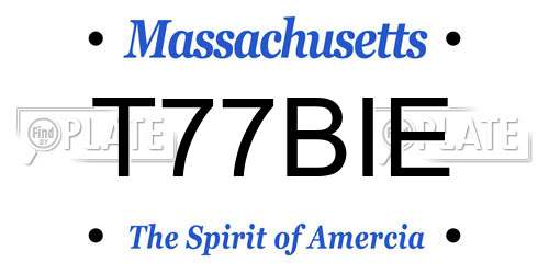T77BIE Massachusetts License Plate