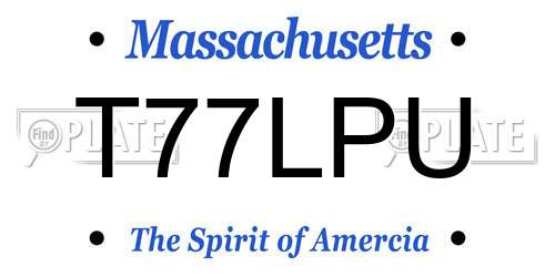 T77LPU Massachusetts License Plate