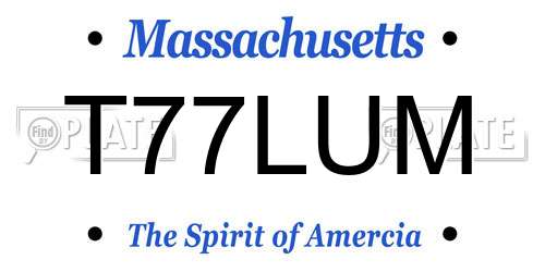 T77LUM Massachusetts License Plate