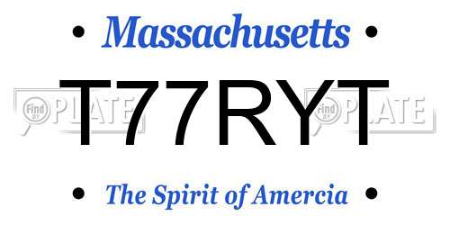 T77RYT Massachusetts License Plate
