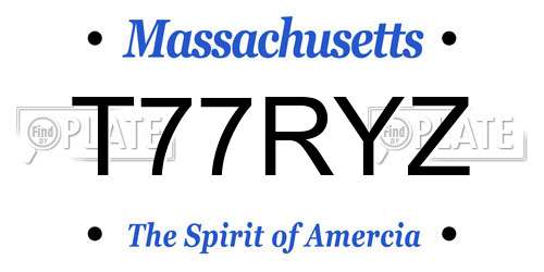 T77RYZ Massachusetts License Plate
