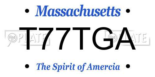 T77TGA Massachusetts License Plate