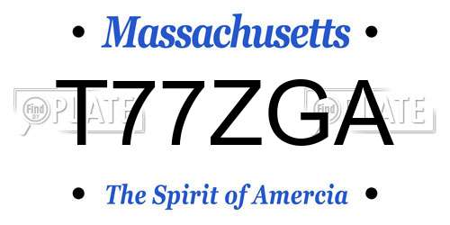 T77ZGA Massachusetts License Plate