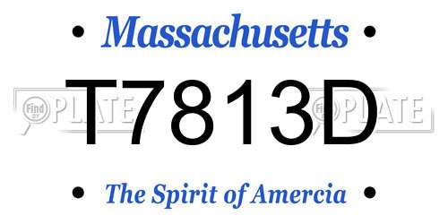T7813D Massachusetts License Plate