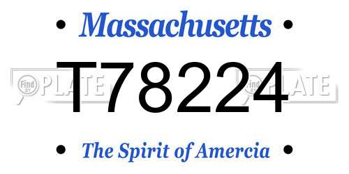 T78224 Massachusetts License Plate