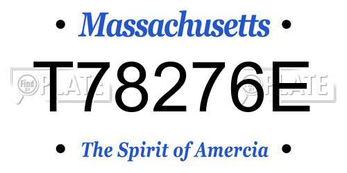 T78276E Massachusetts License Plate