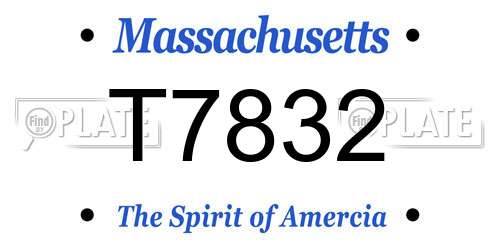 T7832 Massachusetts License Plate