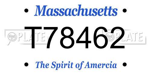 T78462 Massachusetts License Plate