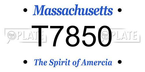 T7850 Massachusetts License Plate