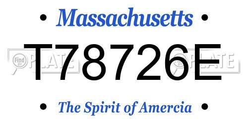 T78726E Massachusetts License Plate