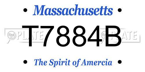 T7884B Massachusetts License Plate