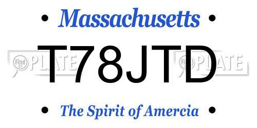 T78JTD Massachusetts License Plate