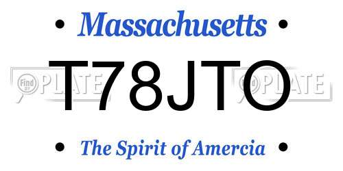 T78JTO Massachusetts License Plate